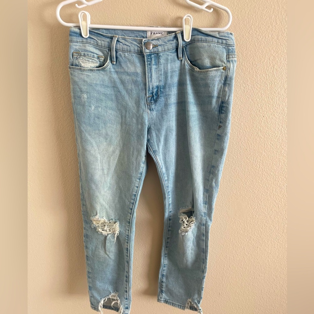 FRAME Distressed‎ Le Garçon Crop Denim Jeans size 29